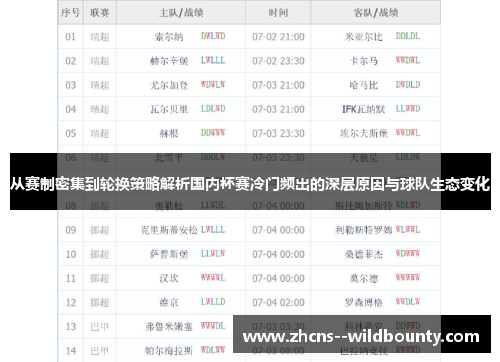从赛制密集到轮换策略解析国内杯赛冷门频出的深层原因与球队生态变化